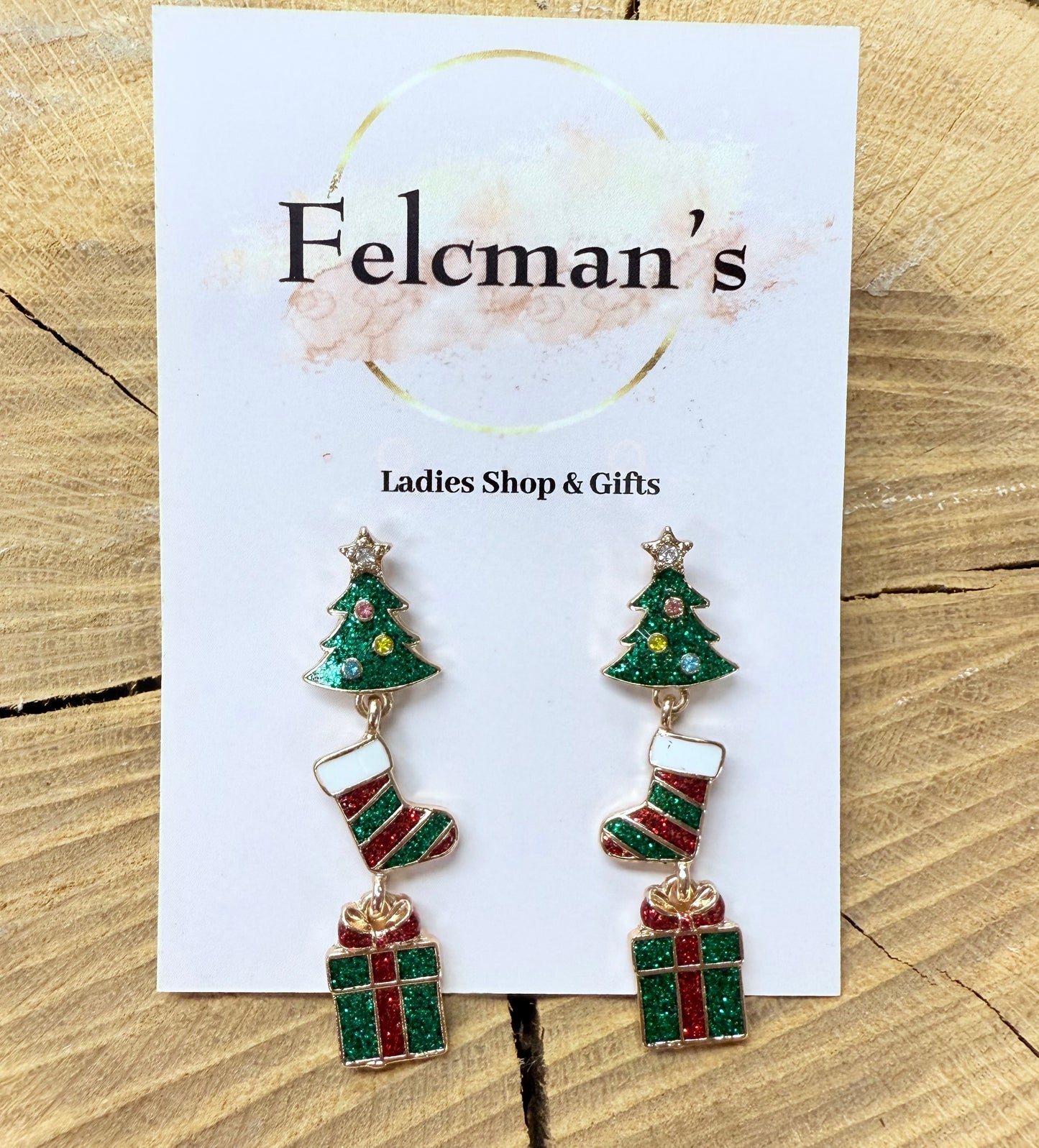 Glitter Christmas Dangle Earrings