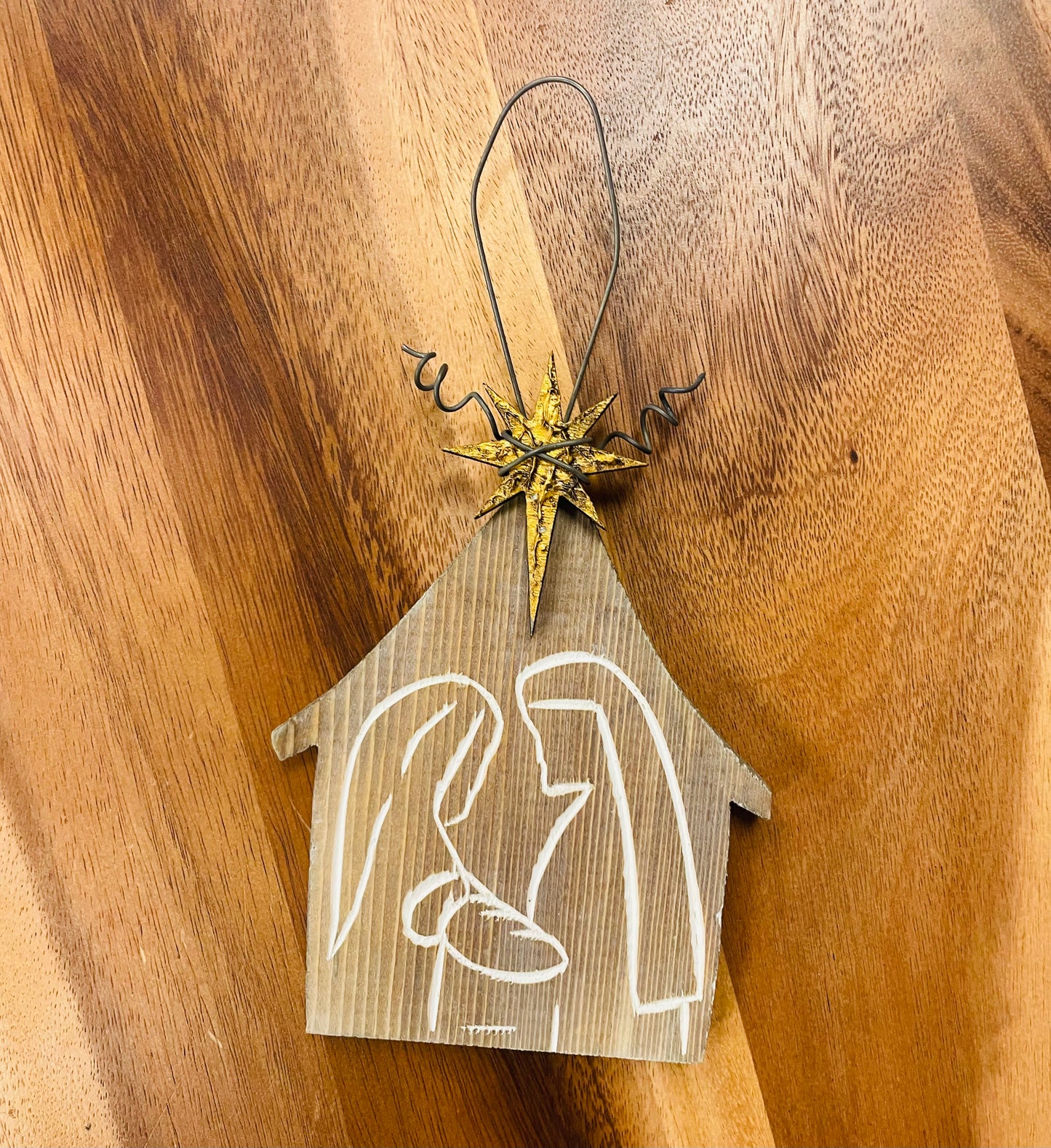 Wood Carved Holy Family Ornament