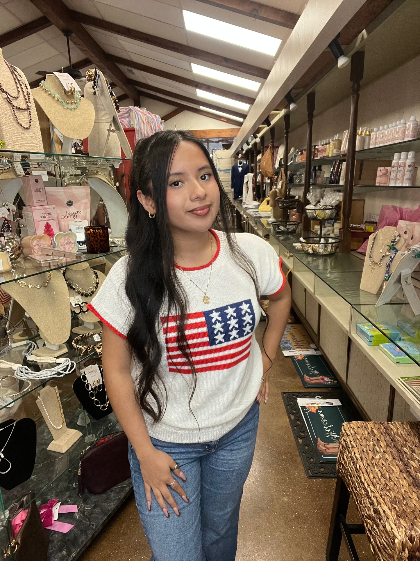 White American Flag Sweater Vest