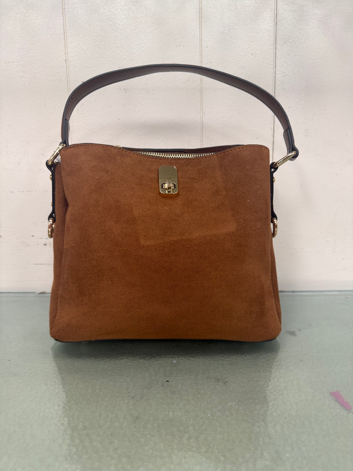 Brown Faux Suede Purse