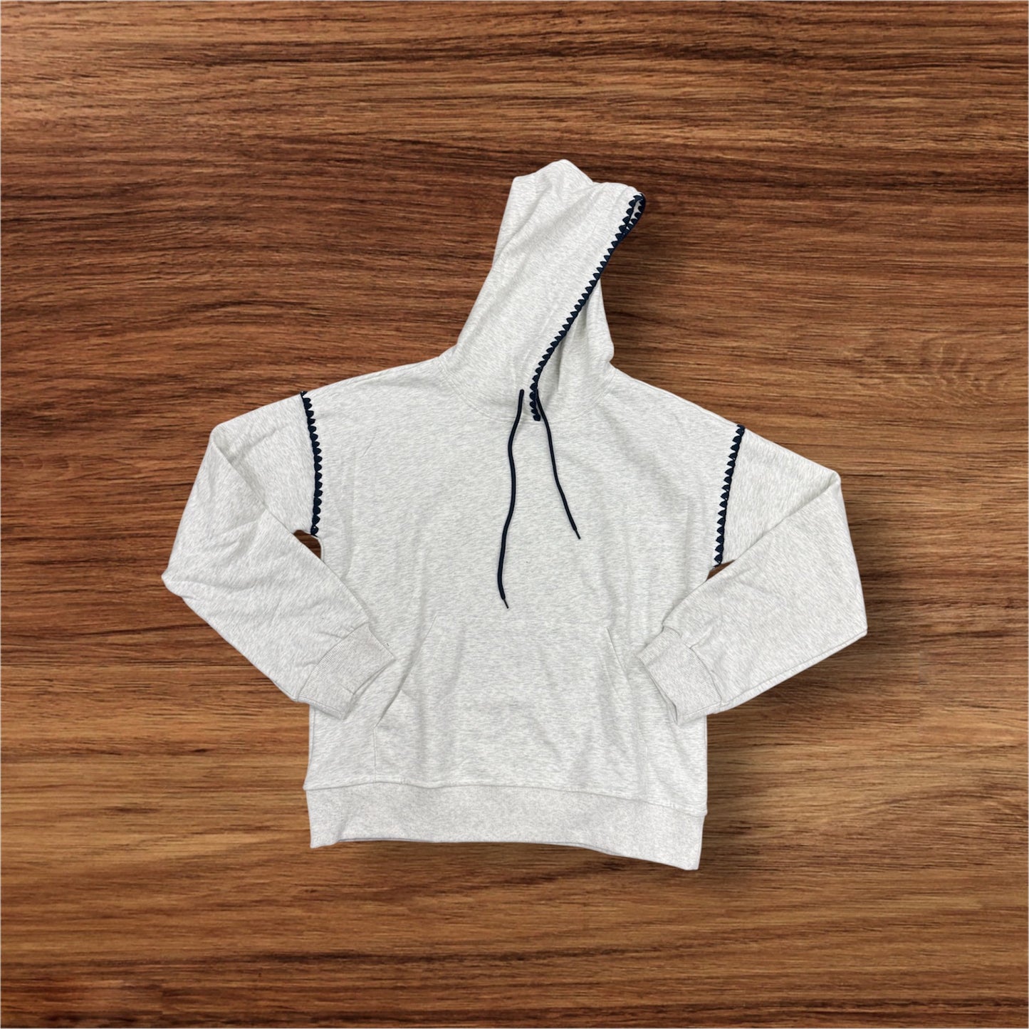 Heather Grey Blanket Stitched Hoodie