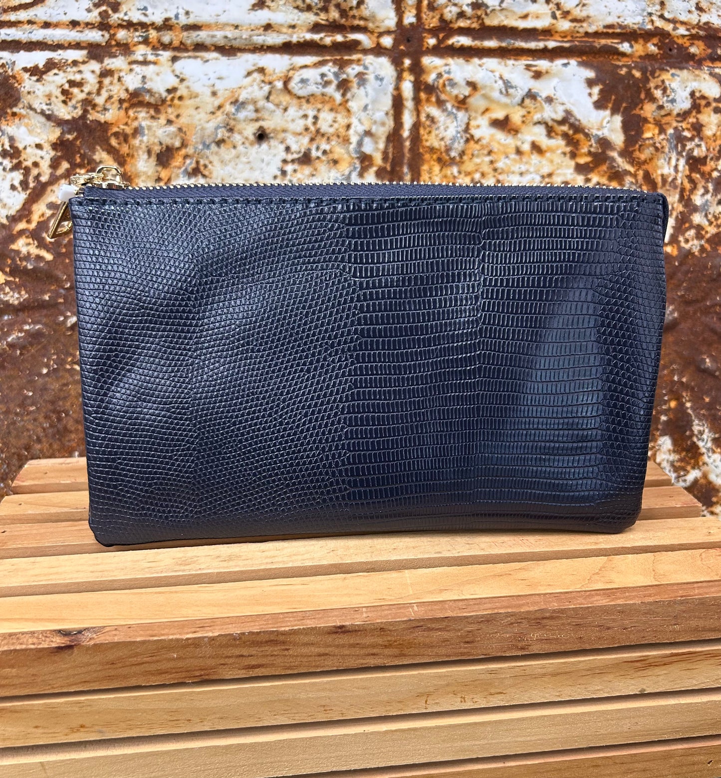 Riley Lizard Crossbody Navy
