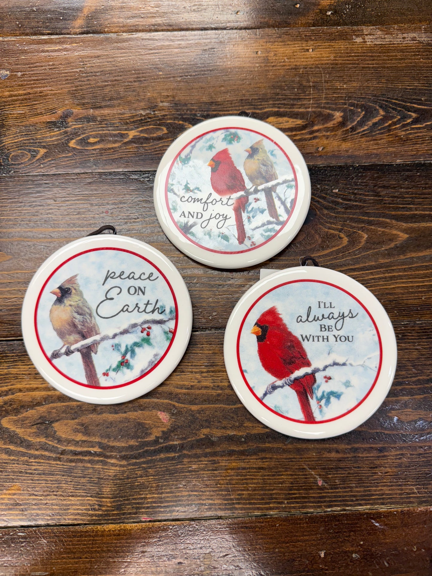 Ceramic Cardinal Christmas Ornaments