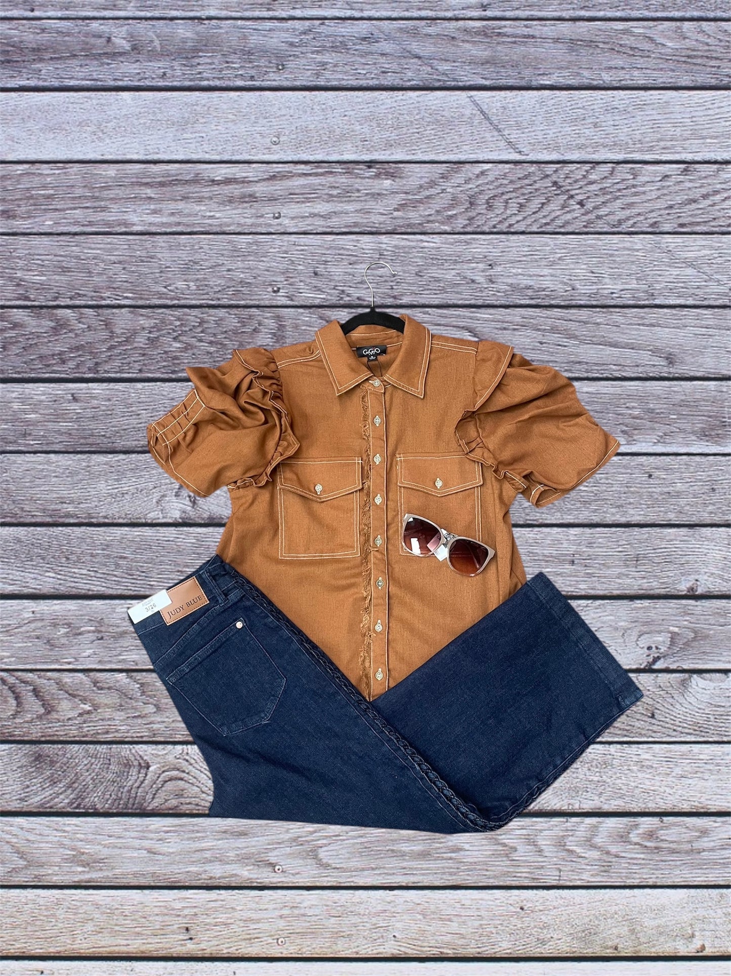 Ruffled Copper Blouse