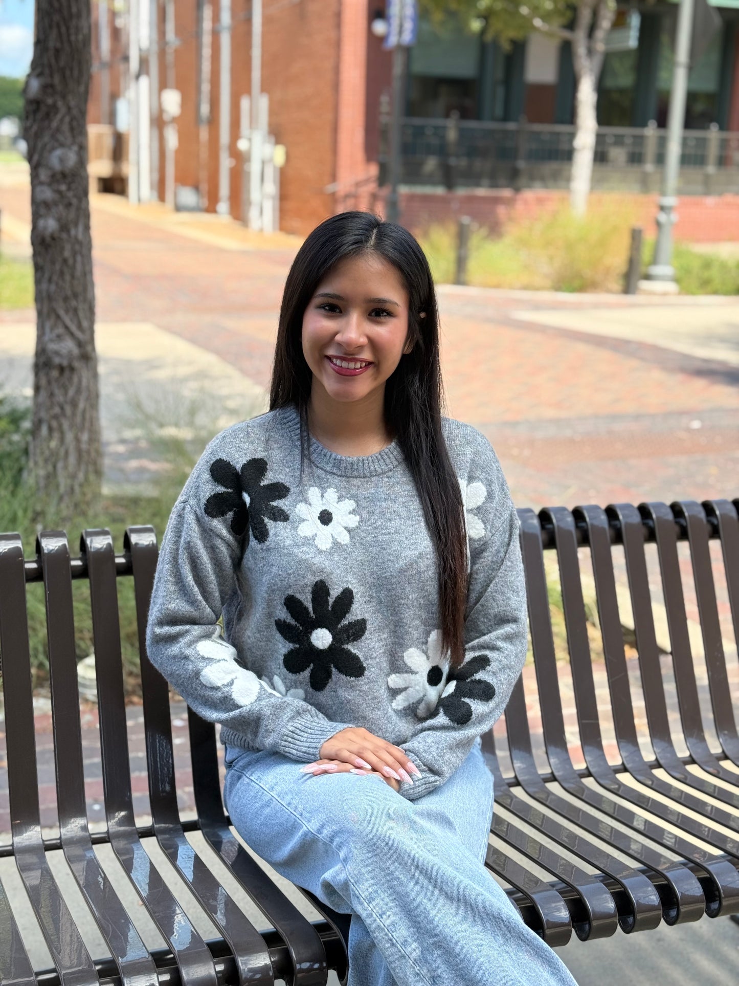 Floral Grey Sweater