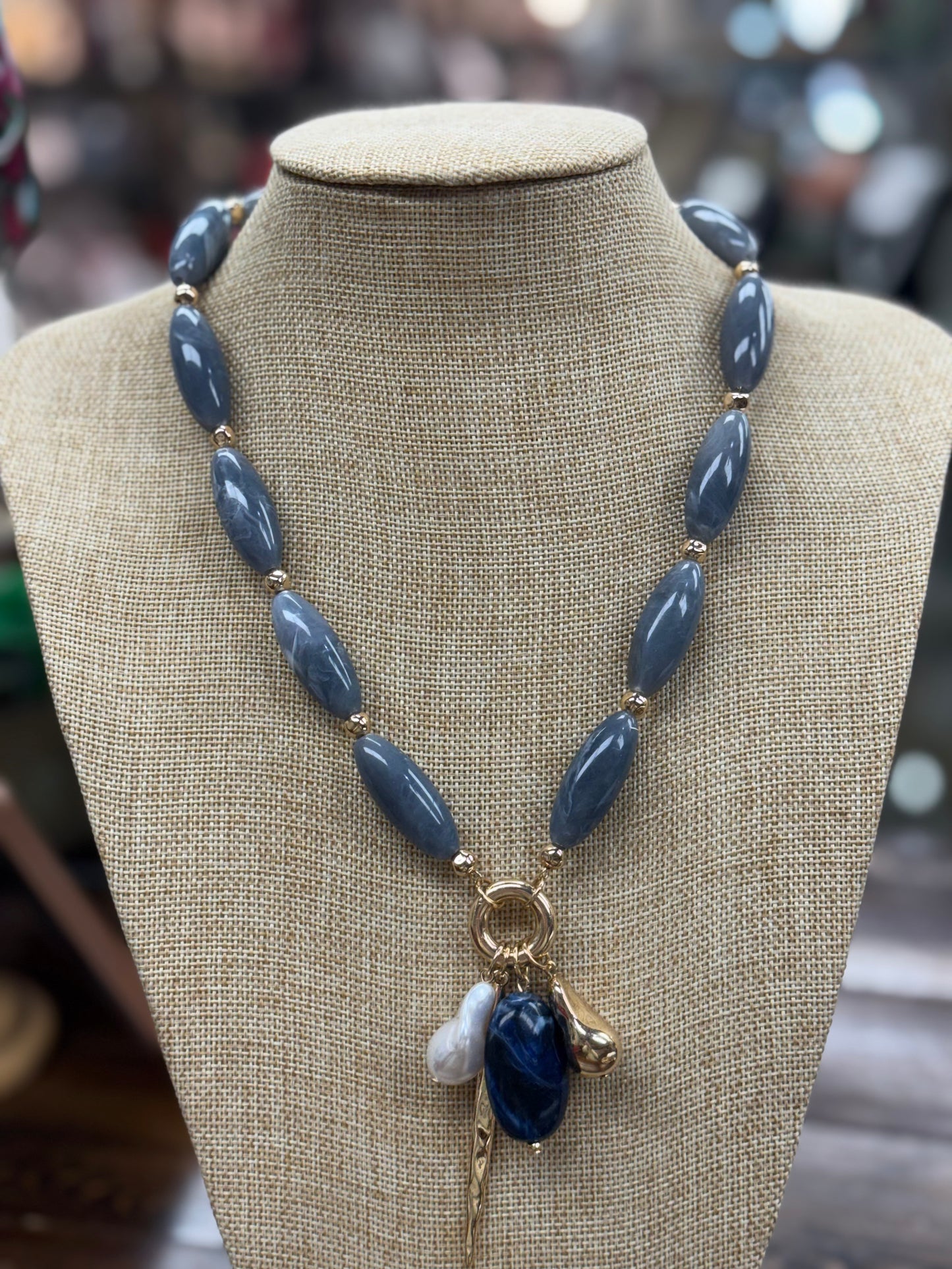 Natural Stone With Pearl & Stone Pendent