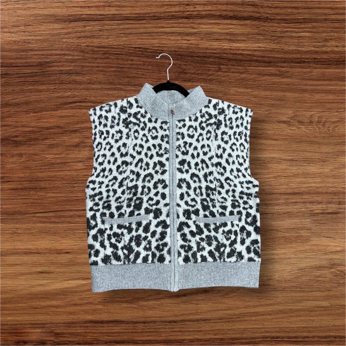 Light Grey Cheetah Sweater Vest