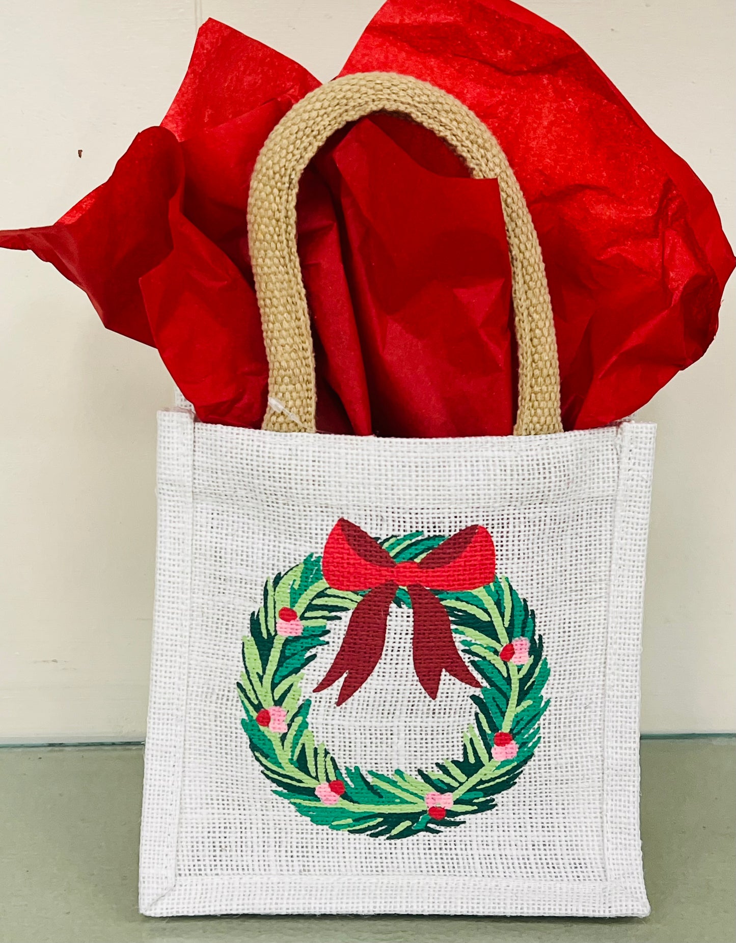 White Clara Wreath Small Gift Bag