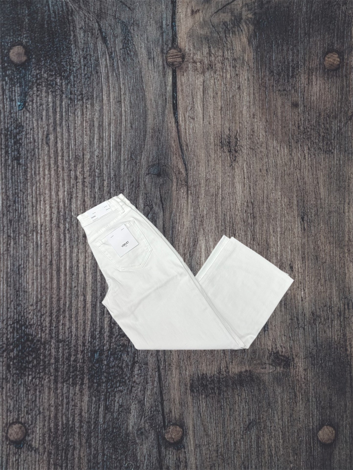 White High Rise Crop Wide Leg Jean