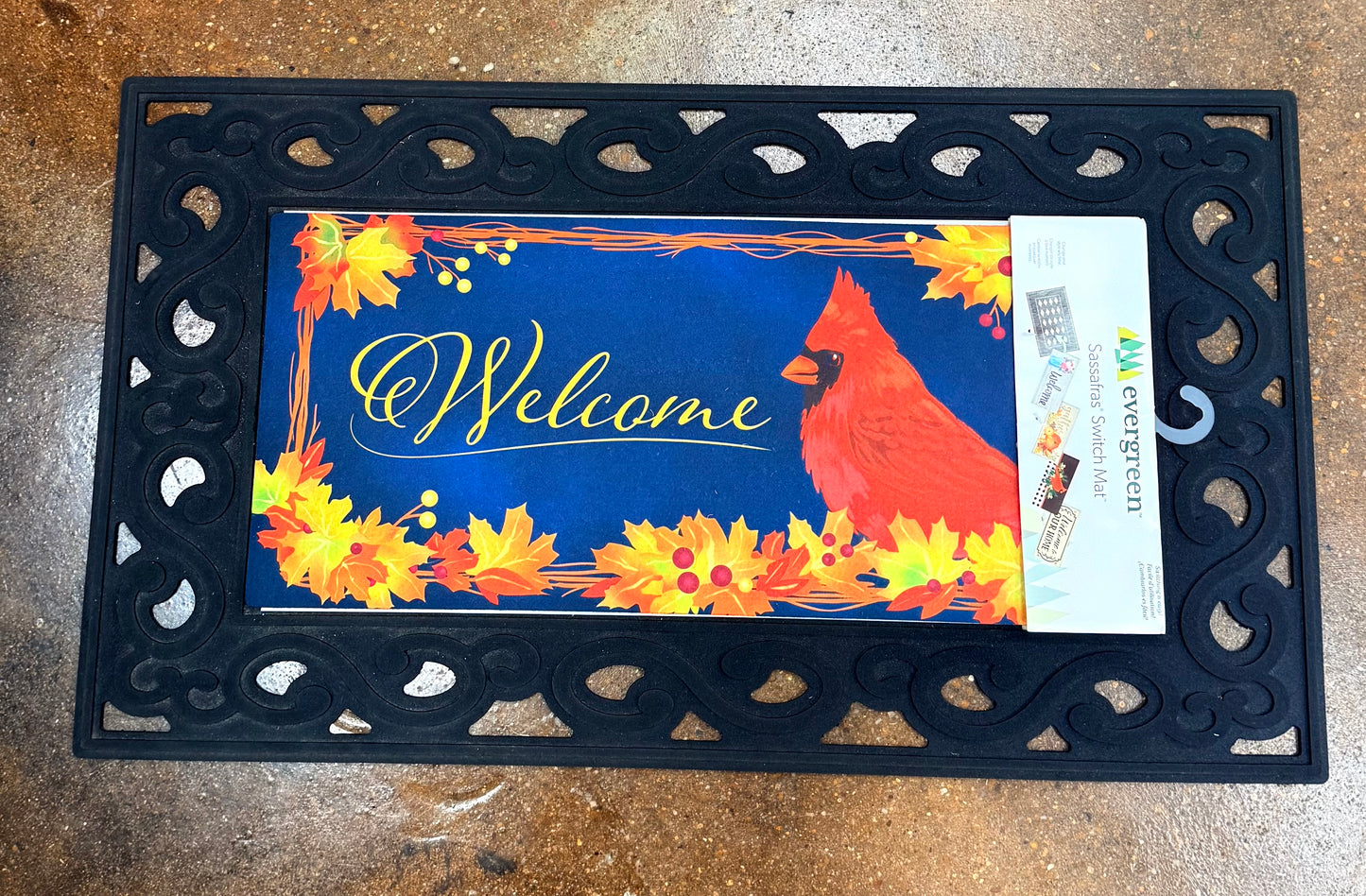 Fall Cardinal Wreath Switch Mat