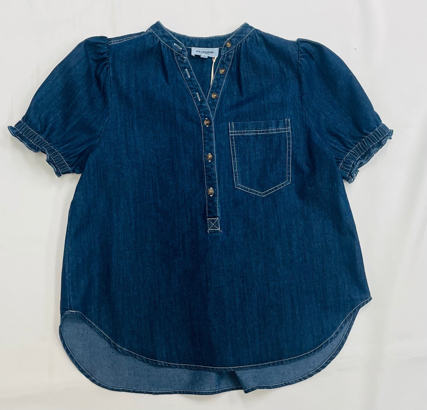 Mineral Washed Denim Blouse