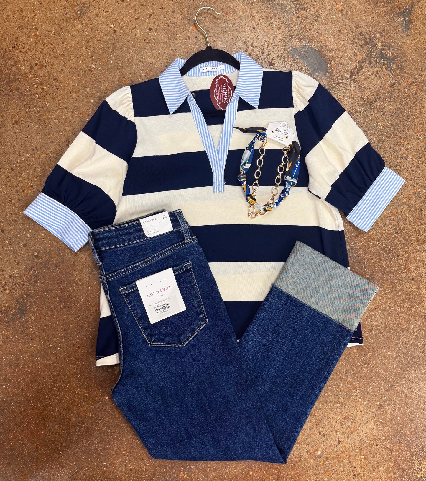 Puff Sleeve Striped Rugby Polo