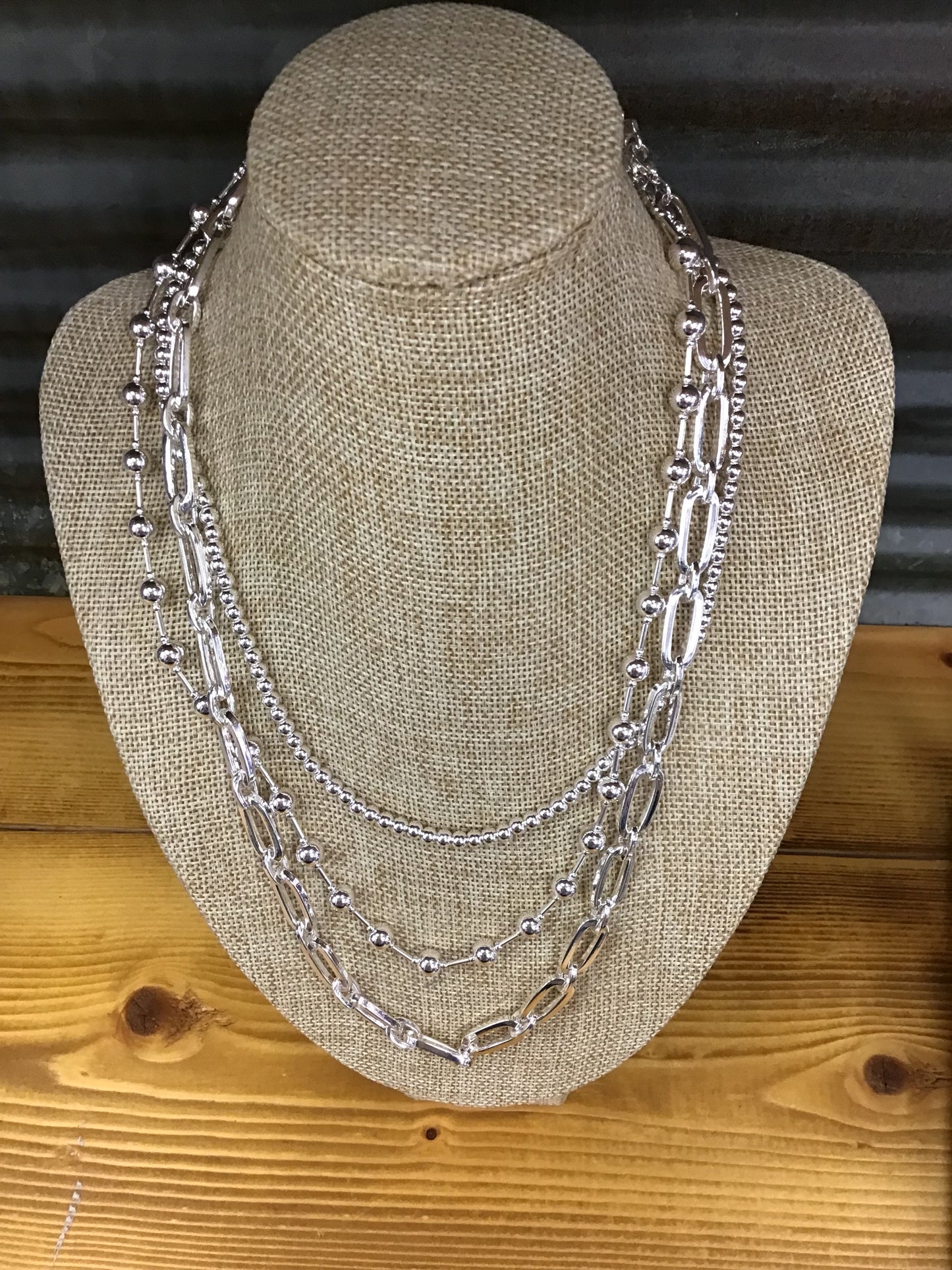 Silver Triple Layered Necklace