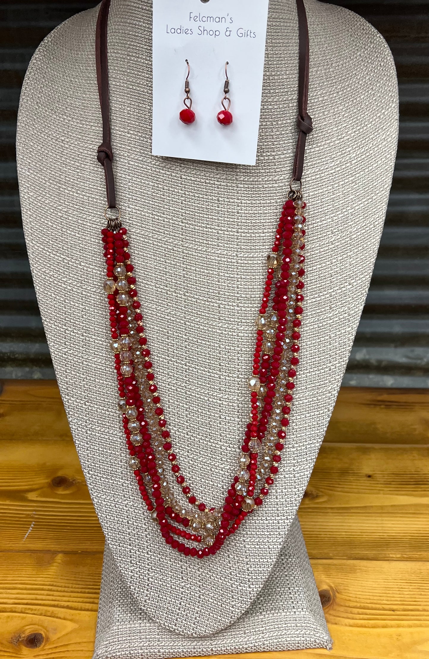 Red and Gold Crystal Necklace