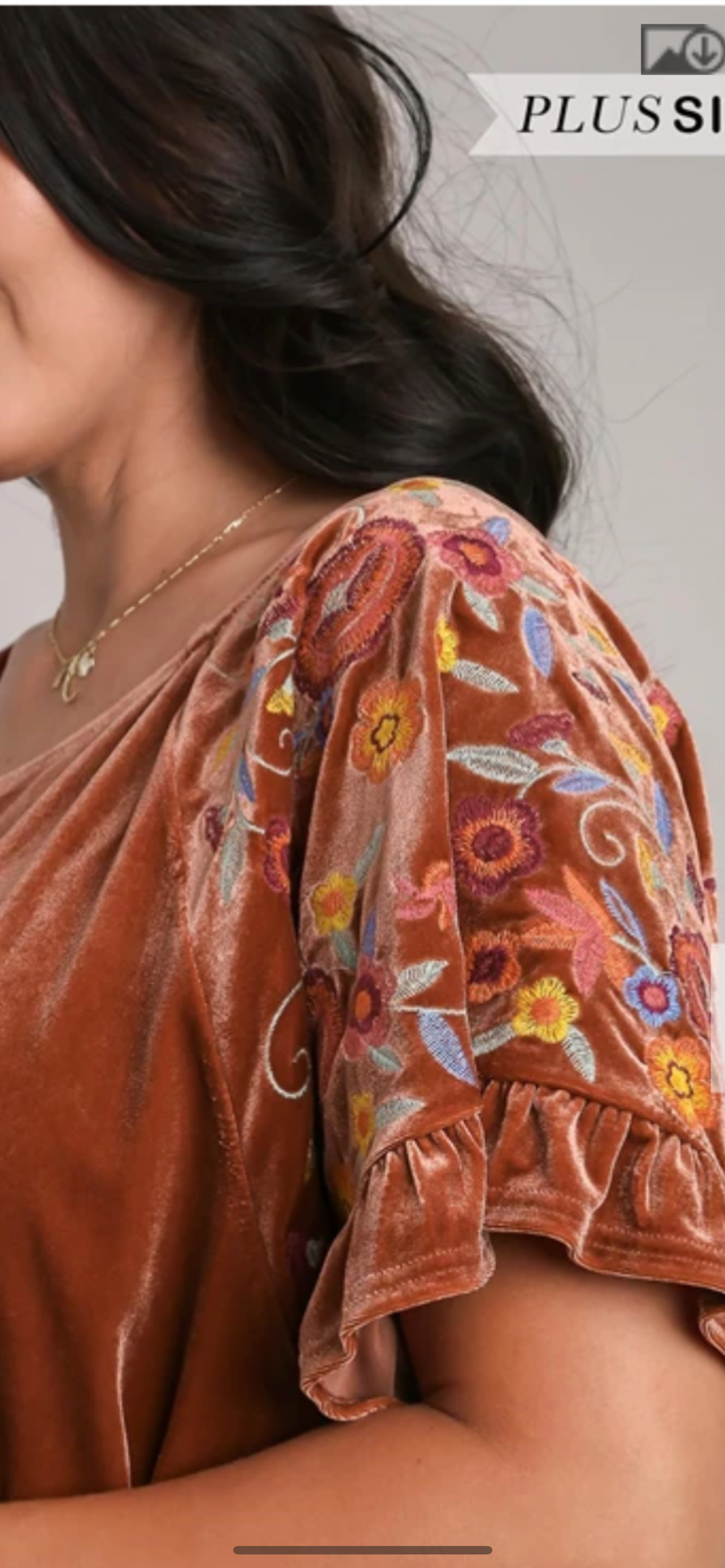 Brick Embroidery Velvet Top