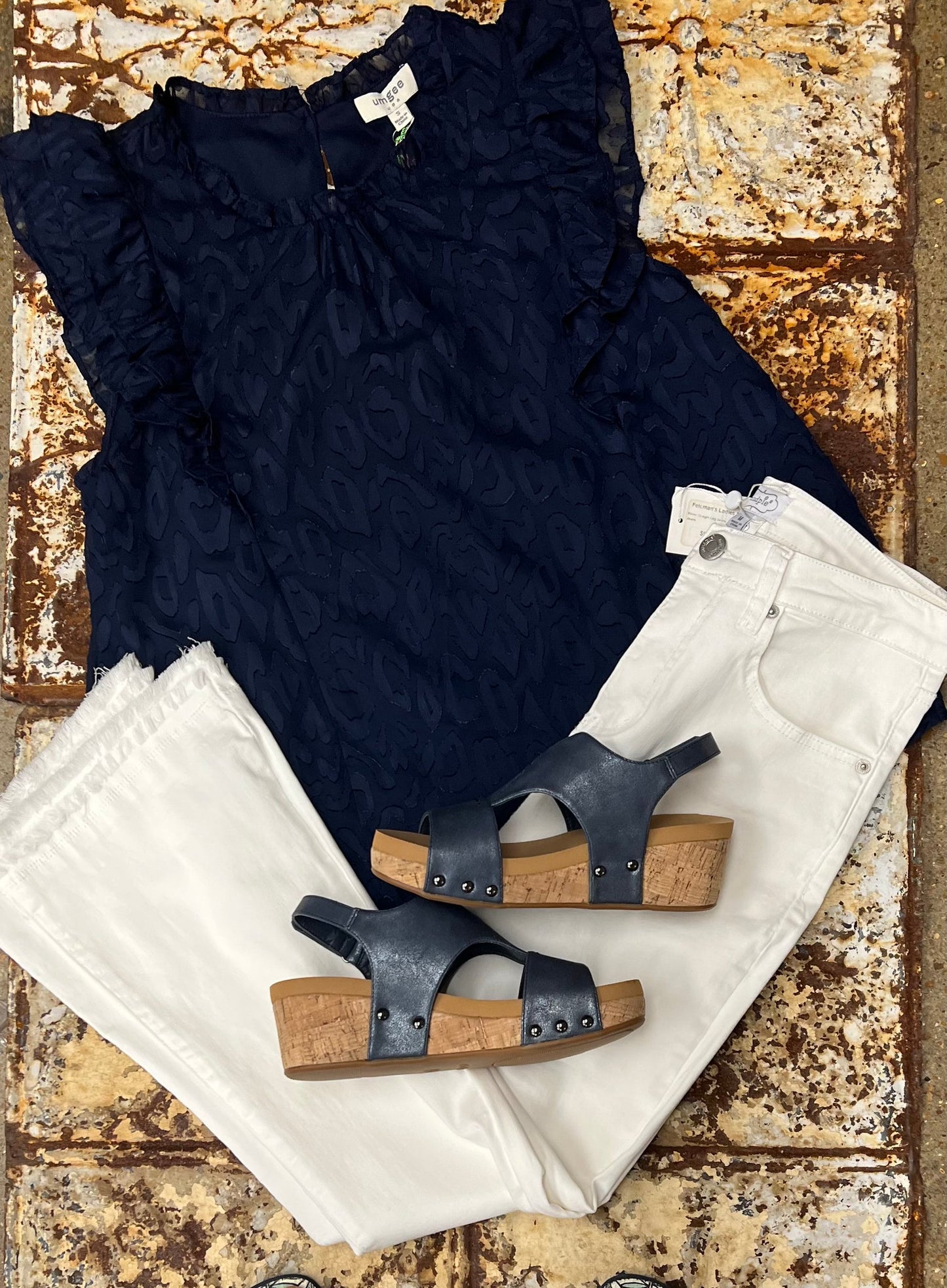 Navy Leopard Blouse