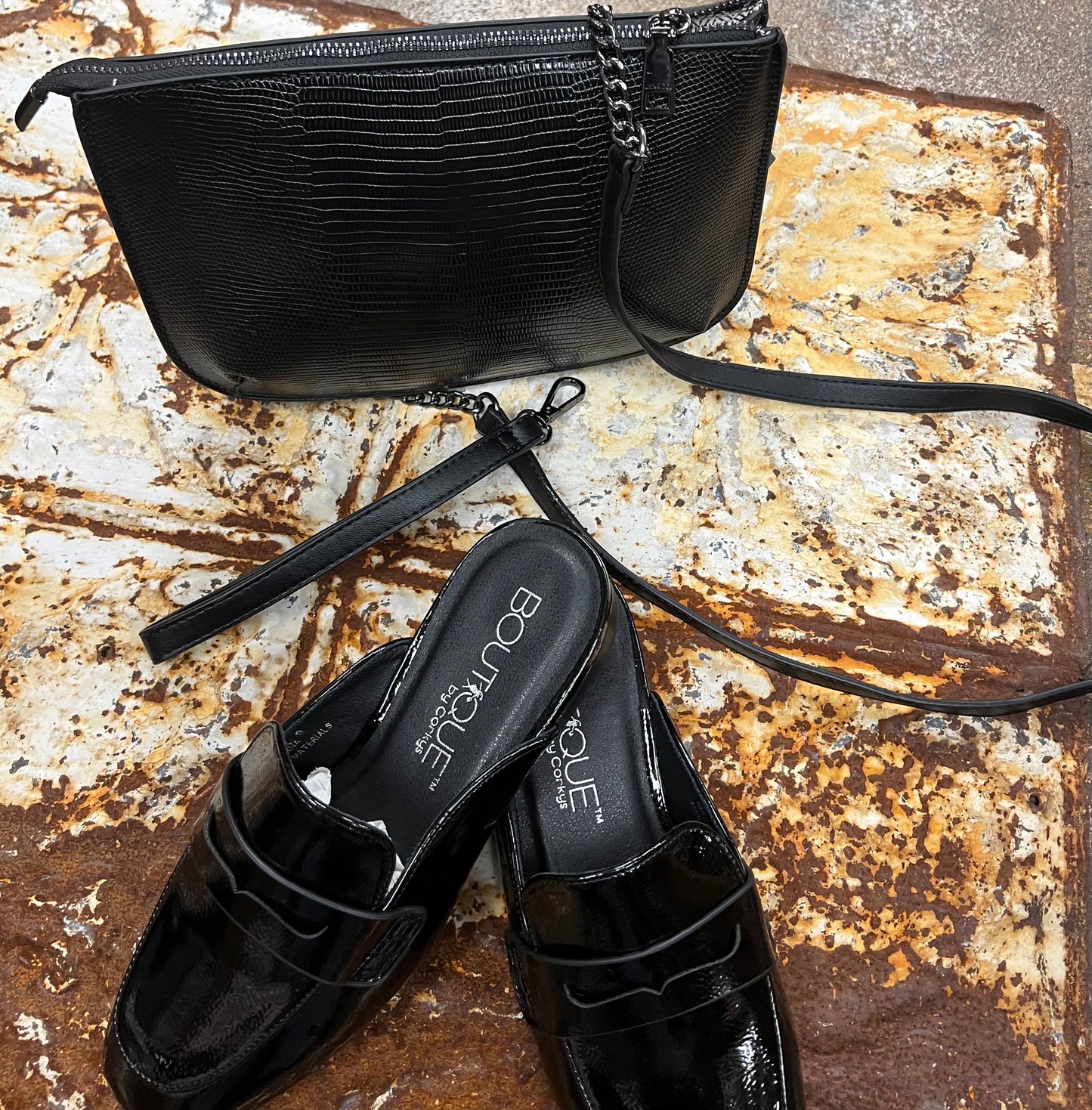 Mila Black Lizard and Cheetah Gold Crossbody Handbag