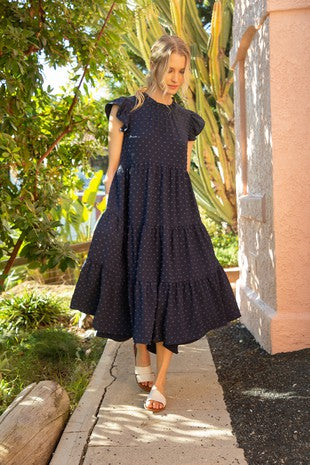 Navy Swiss Dot Dress