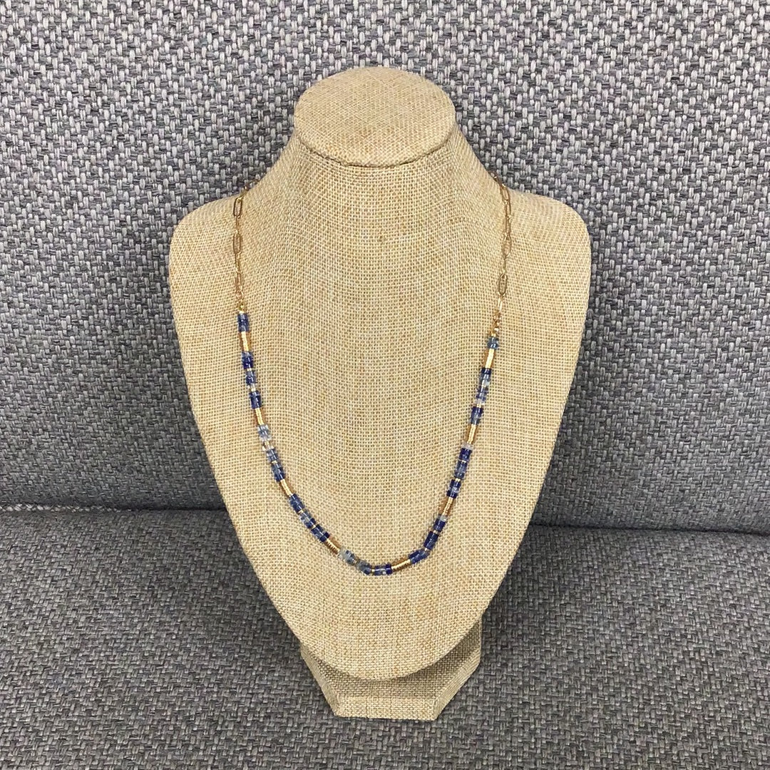 Blue & Gold Beaded Necklace