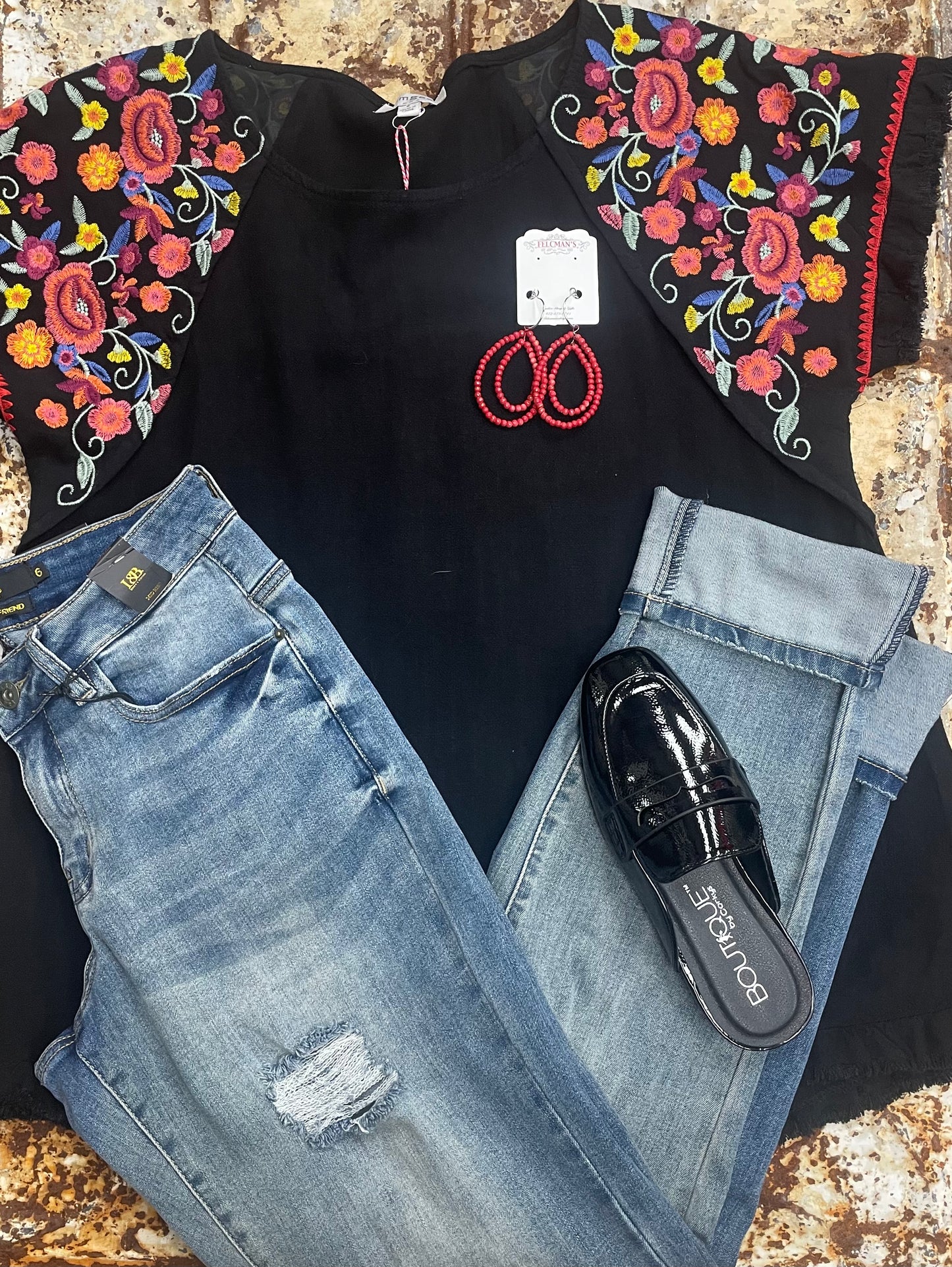 Short Sleeve Black Blouse