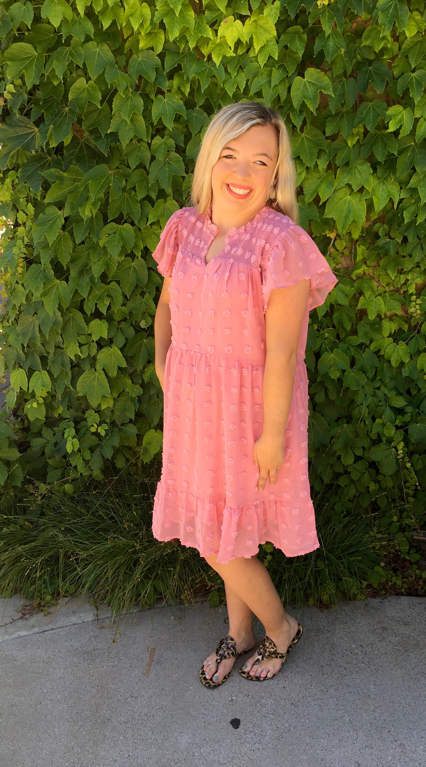 Pink Ruffle Sleeve Dress