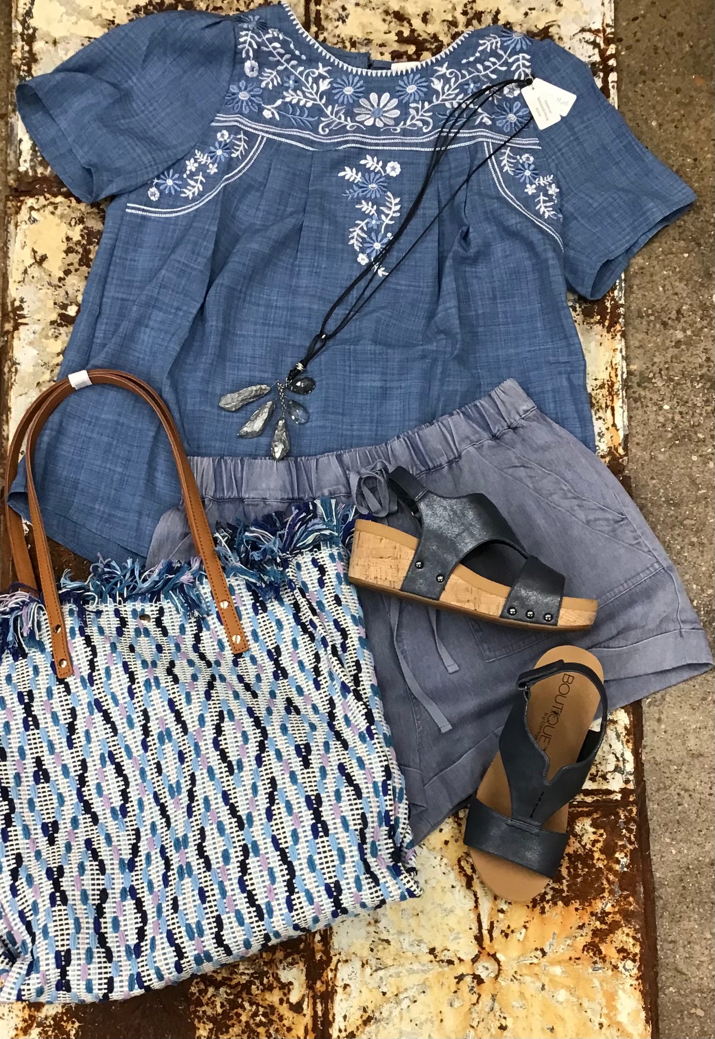 Embroidered Linen Denim