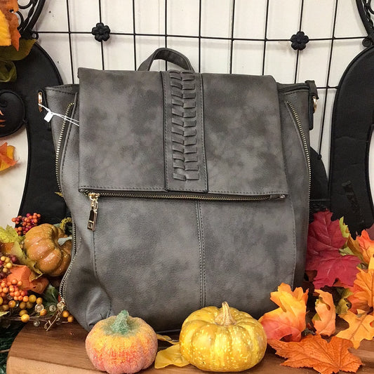 Dark heather Grey Leather Bag