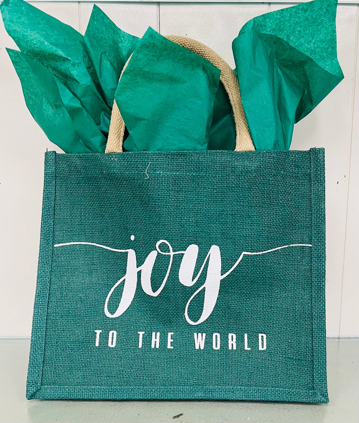 Dark Green Joy Script Gift Bag
