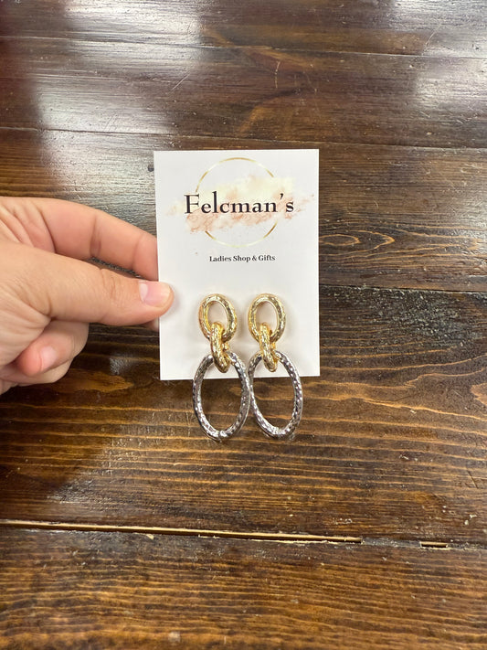 Oval Chain Dangle Studs