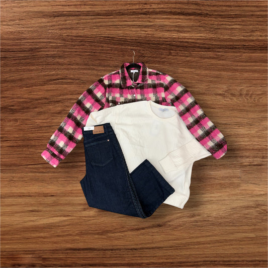 Wool Brushed Plaid Checkered Shacket
