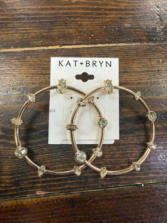 Gold Stud Round Gem Hoops