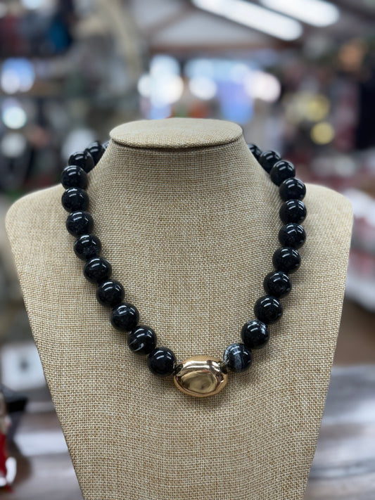 Jasper Stone With Gold Pendent Necklace