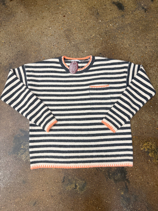 Stripped Blanket Stitched Sweater