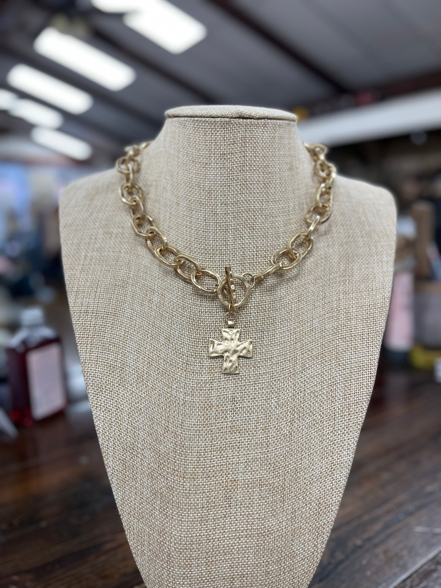 Gold Chain With Toggle Cross