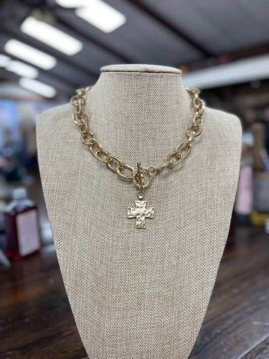 Gold Chain With Toggle Cross