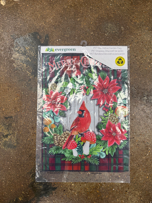 Merry Christmas Cardinal Garden Flag
