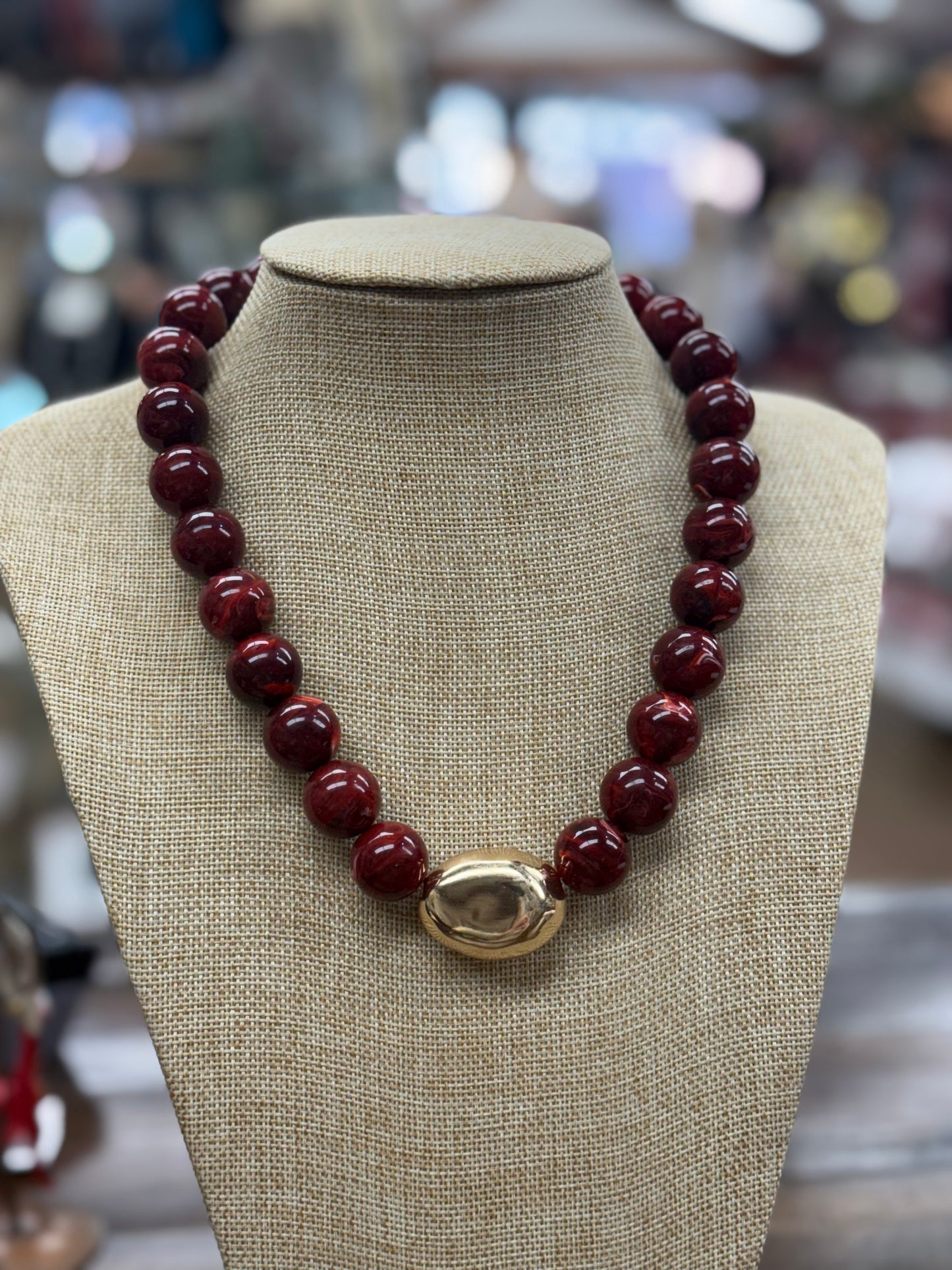 Jasper Stone With Gold Pendent Necklace