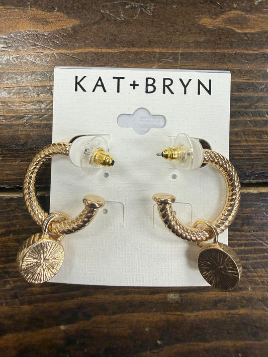 Gold Rope Hoop With Crystal Dangle Stone Earrings