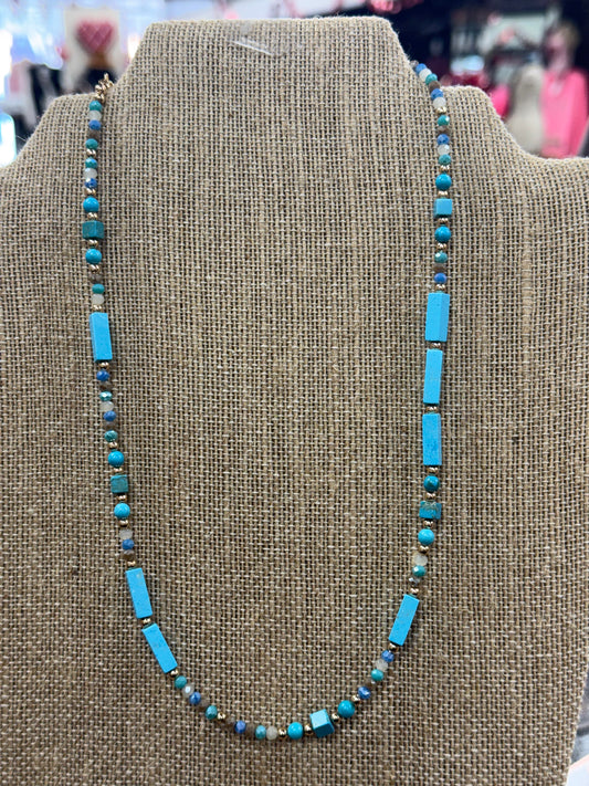Turquoise Rectangle Stone Necklace