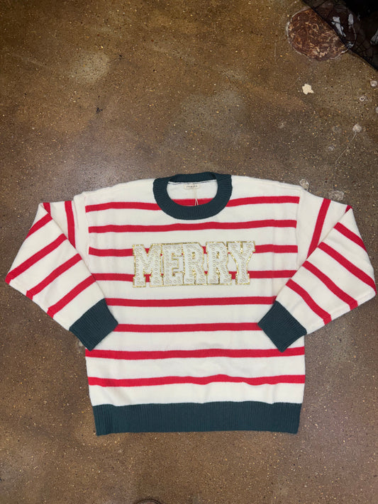 Red,White,Green MERRY Sweater