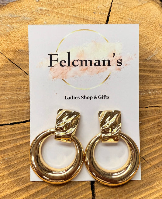 Gold Stud Dangle Hoops