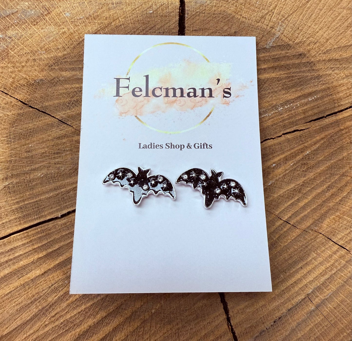 Glitter Halloween Bat Stud Earrings