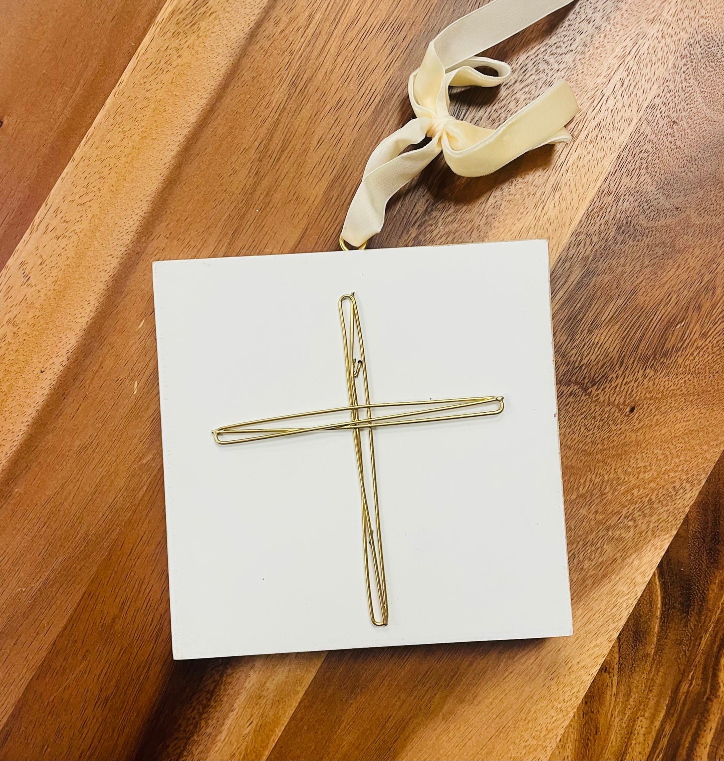 Gold Cross Block Ornament