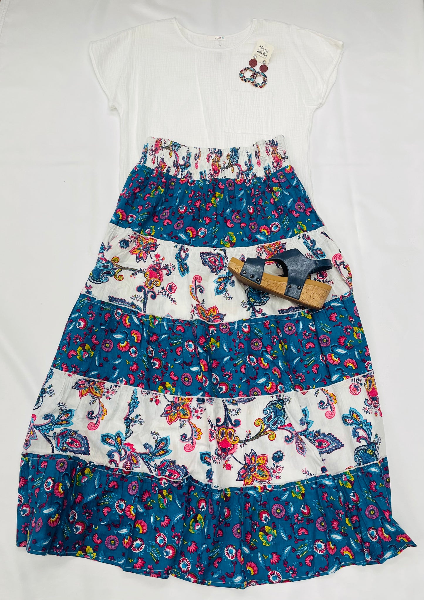 Blue & White Maxi Skirt