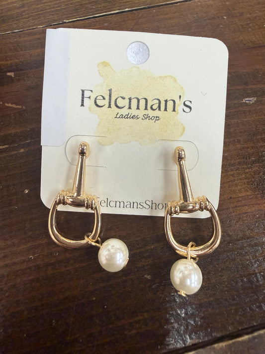 Horse Belt Pearl Earrings