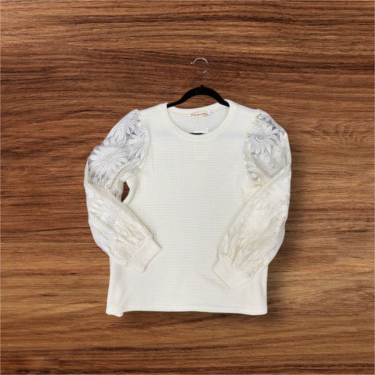 Waffle Knit Lace Blouse