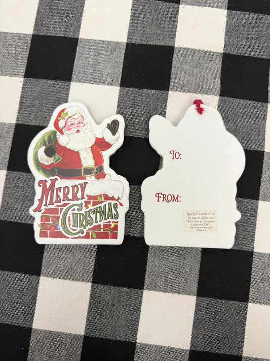 Wooden Santa To & From Ornaments