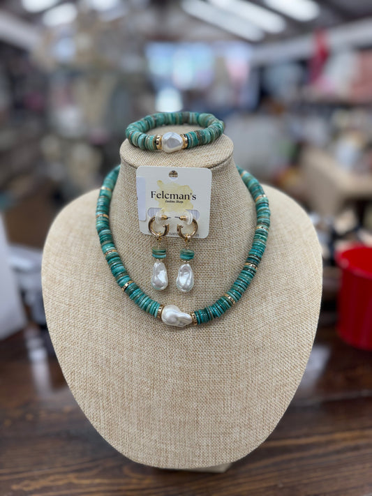 Seafoam Pearl Dangle Earrings