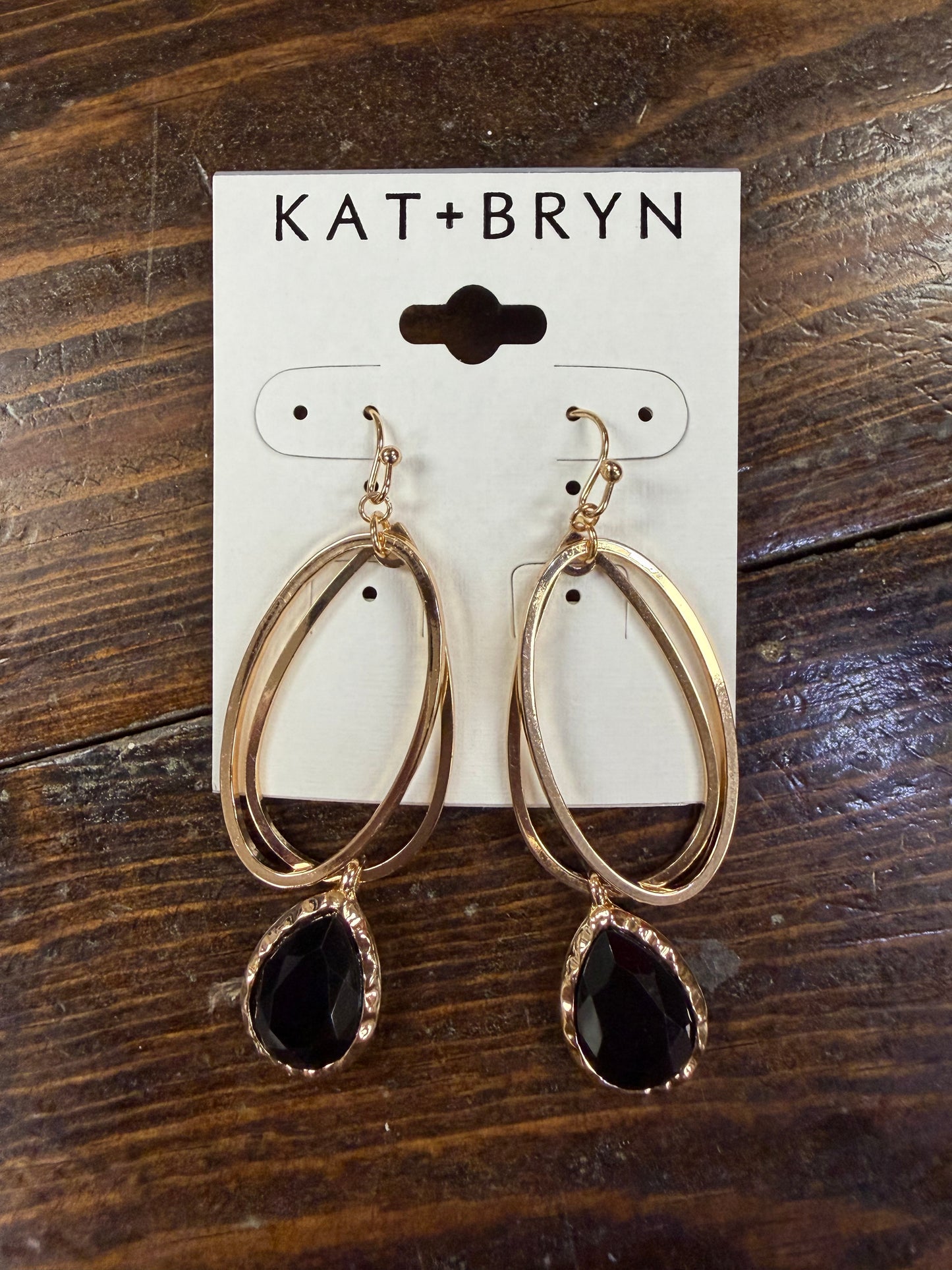 Black & Gold Earrings with Jewel