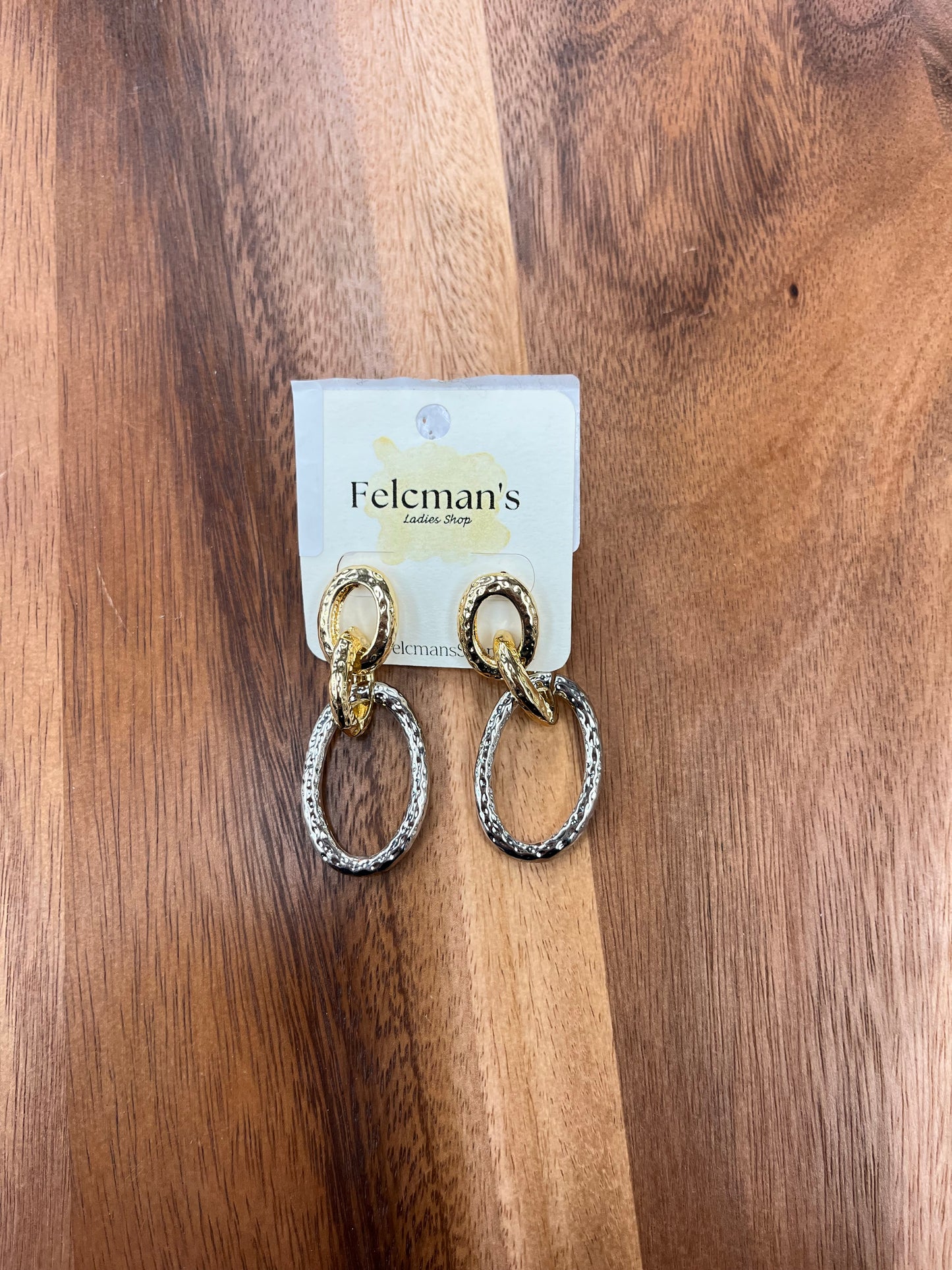 Gold & Silver Thick Textured Open Circle Hoops